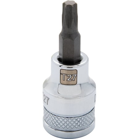 Dynamic Tools 3/8 Drive Torx Head, T27 Bit Regular Length, Chrome Socket D006327